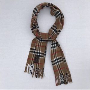 Berkshire Khaki Tan Tartan Plaid Vintage Scarf